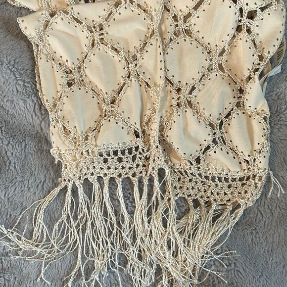 NWT Chicos fancy wrap - faux suede and crochet - BohoGlam dreams - Picture 2 of 5